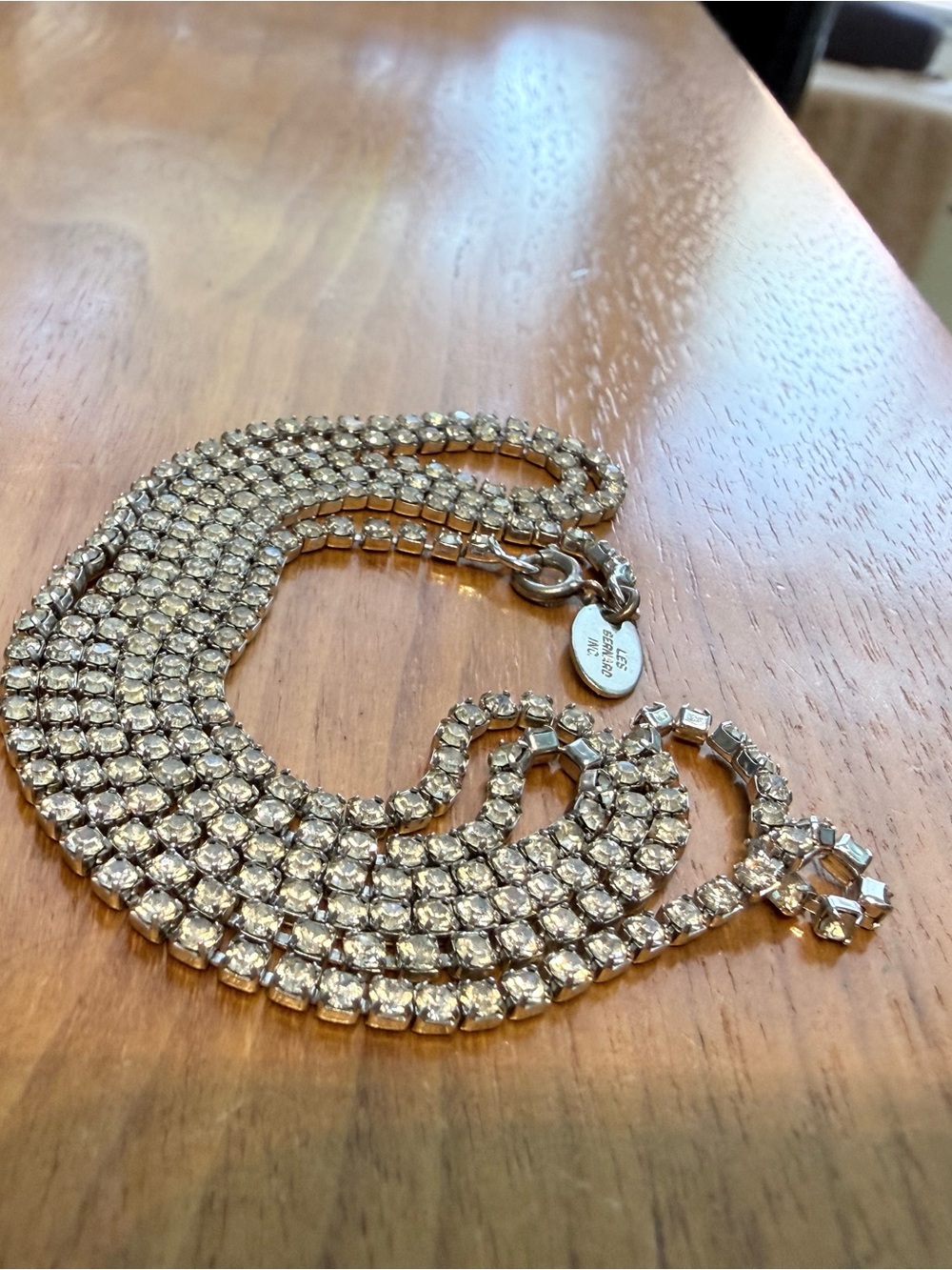 Vintage Les Bernard Clear
Crystal Tennis Chain
Necklace 30"